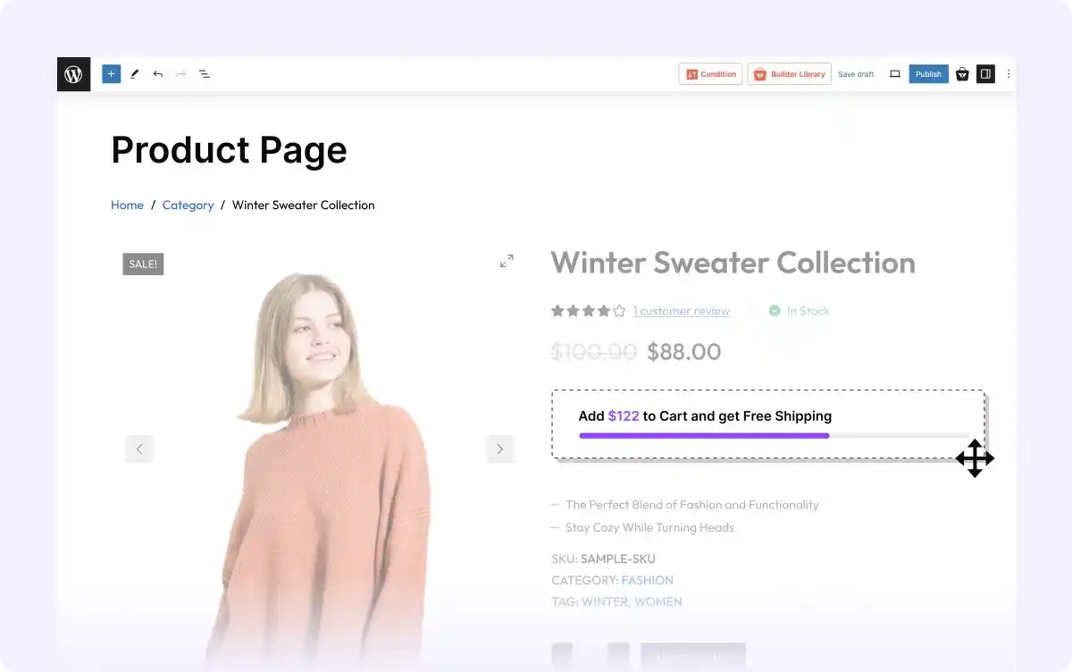 Free Shipping Bar on the Product Pages
