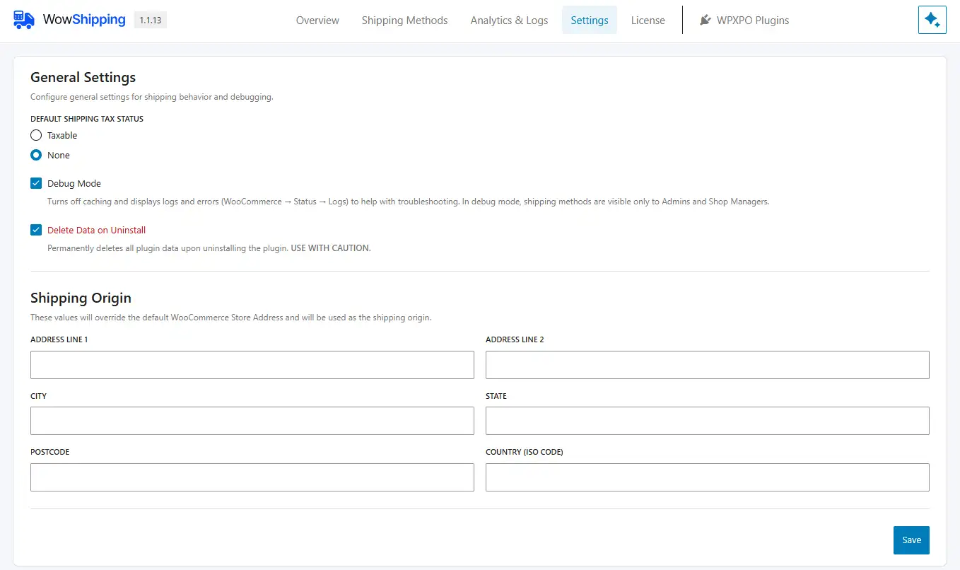 Global Settings in WowShipping