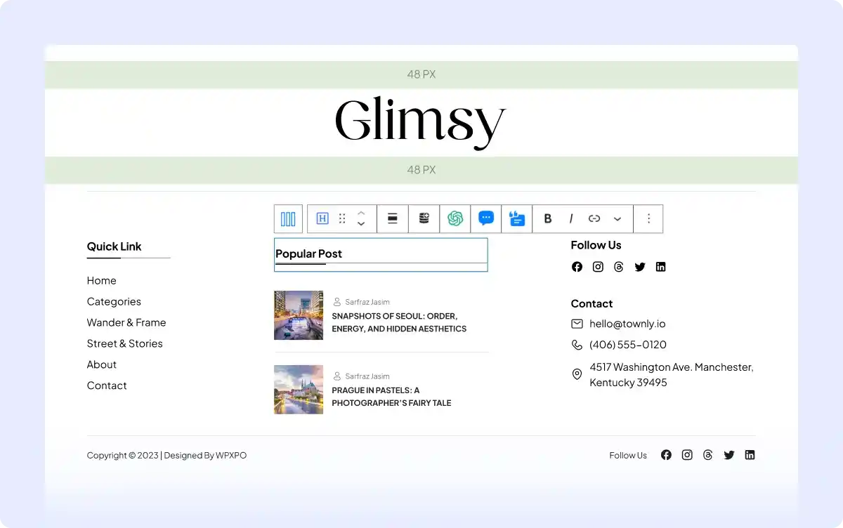 Gutenberg Footer Builder
