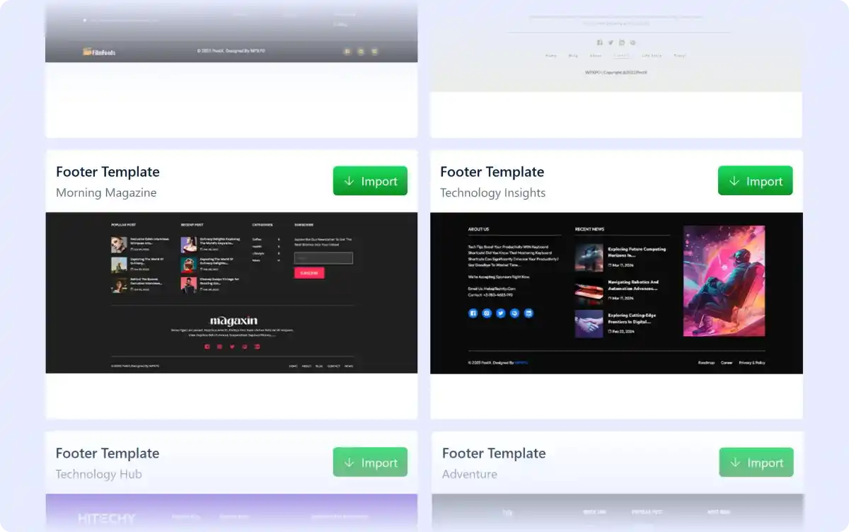 Header and Footer Templates