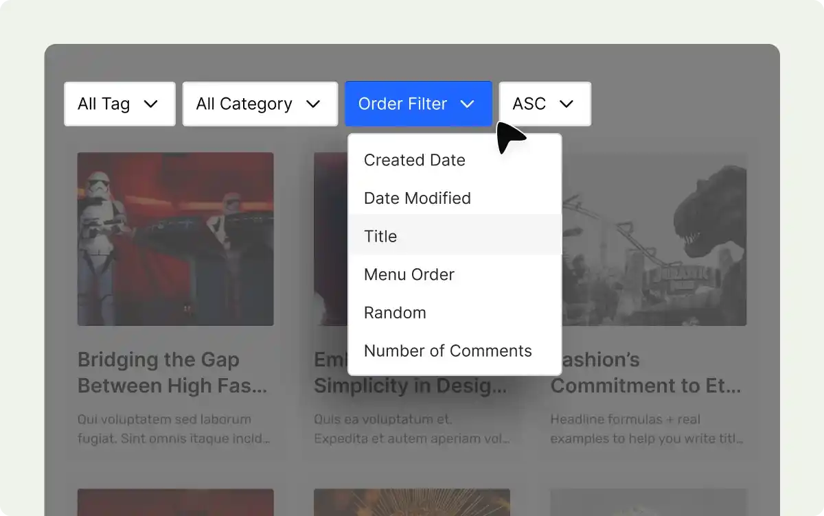 Quick Reordering Options in WordPress Post Filter