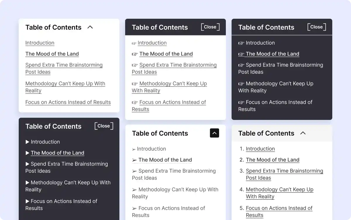 Ready-to-Use Table of Contents Templates