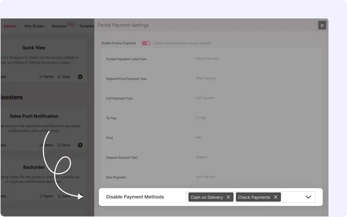 Restrict Partial Deposits on Certain Gateways