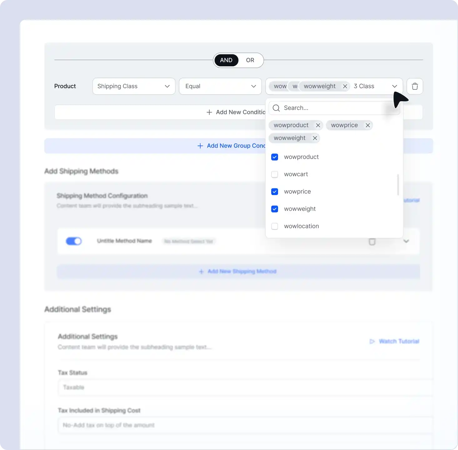 Shipping Rates Based on Classes