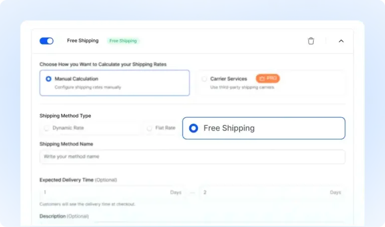 This screenshot is showcasing how we can set up free shipping in WooCommerce using WowShipping.