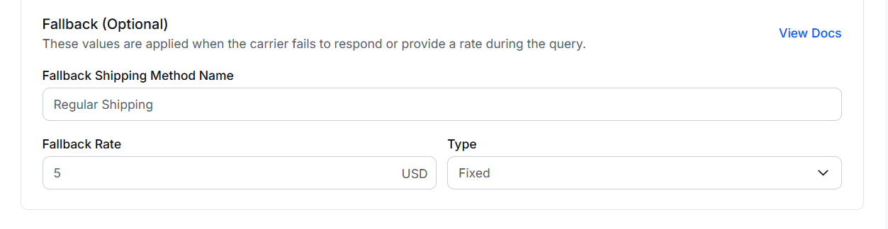 WowShipping Fallback Rate