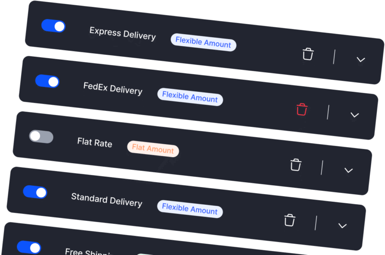 Example preview of various shipping methods that can be configured using WowShipping.