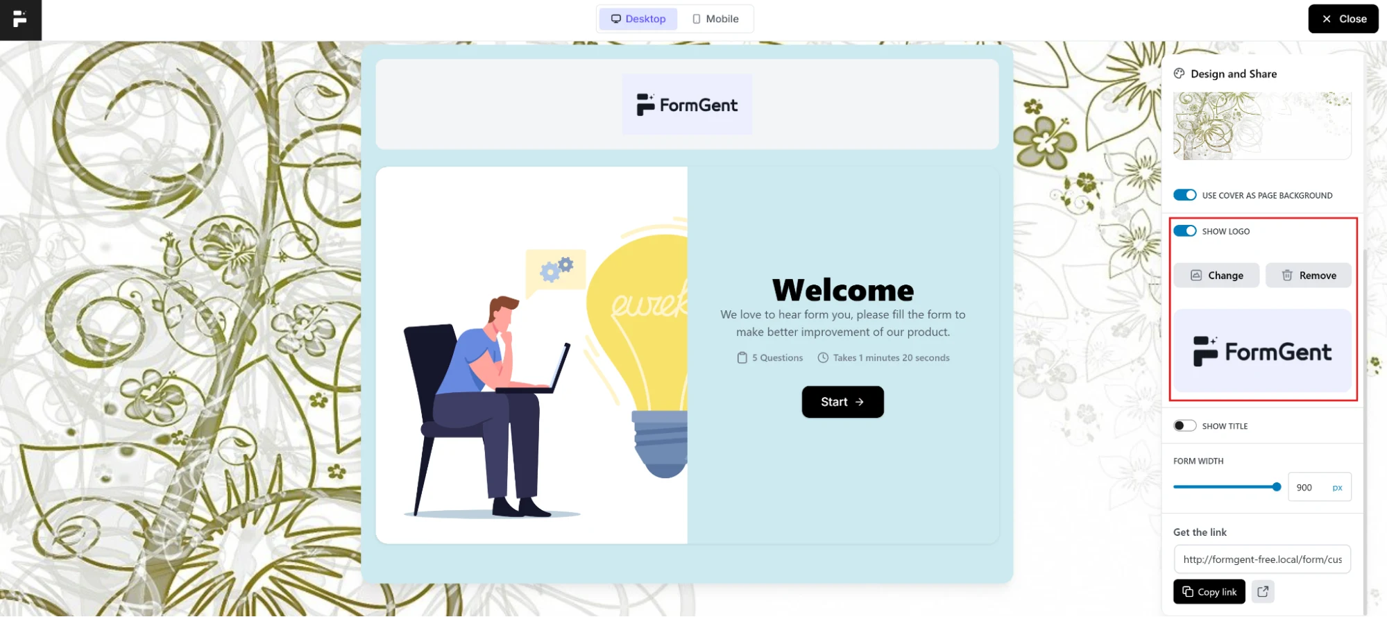 add logo to the form