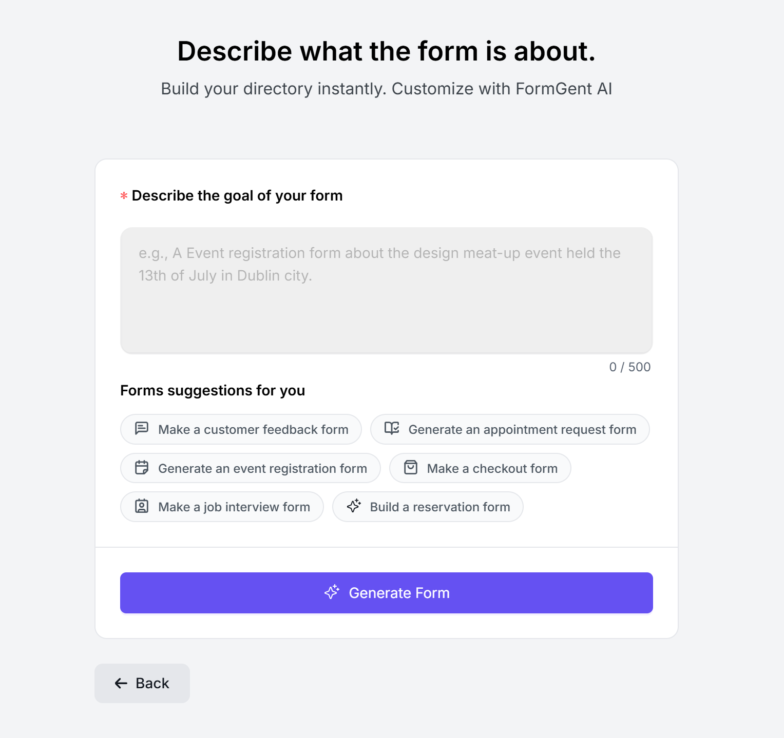 describe what the form is about