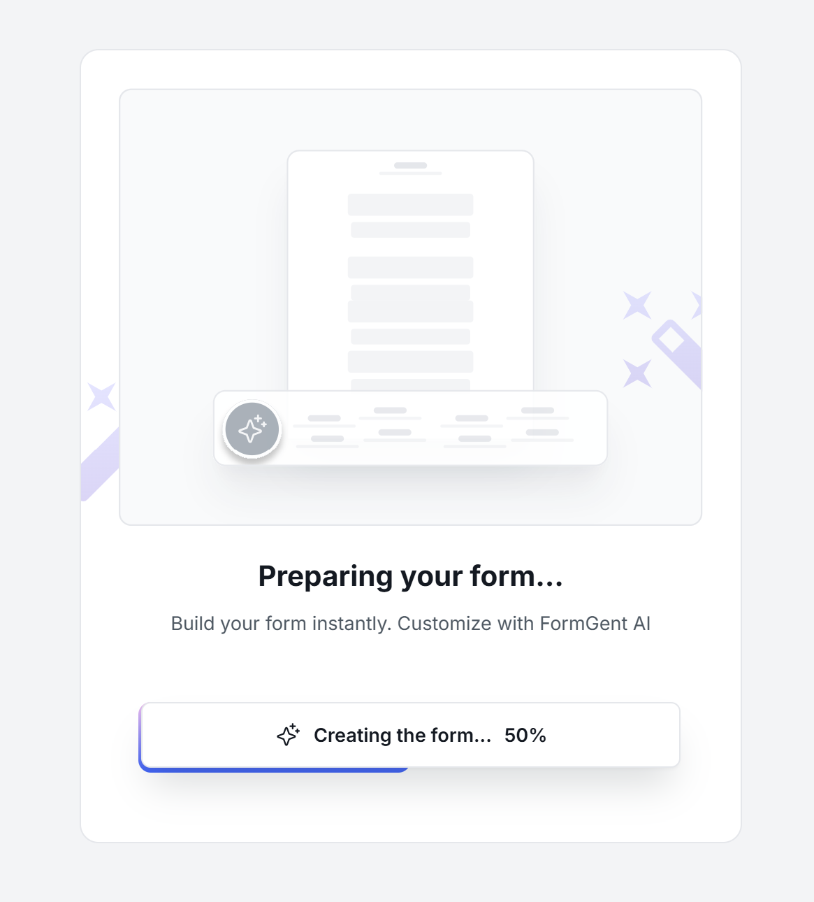 waiting for the form creation