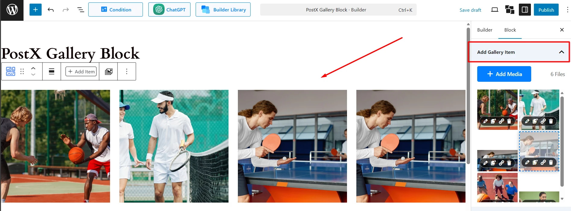 Add Gallery Item Settings for the PostX Gallery Block