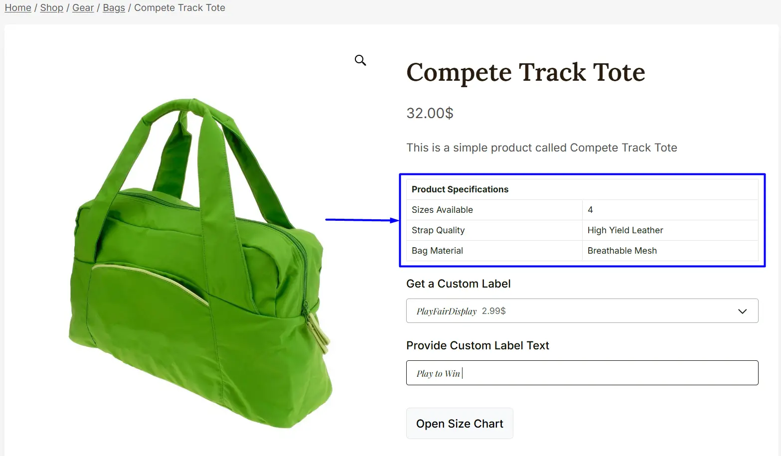 Content Table on the Front-end