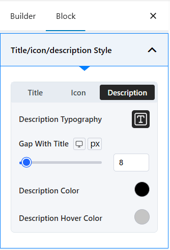 Description Settings for the PostX Tabs Block