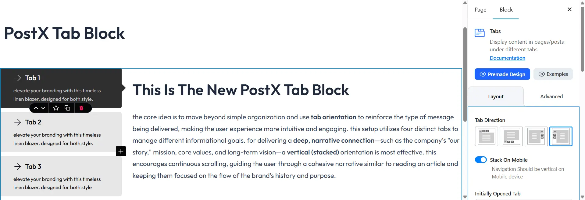 PostX Tabs Block
