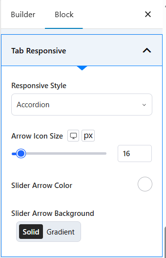 Tab Responsive Settings for the PostX Tabs Block