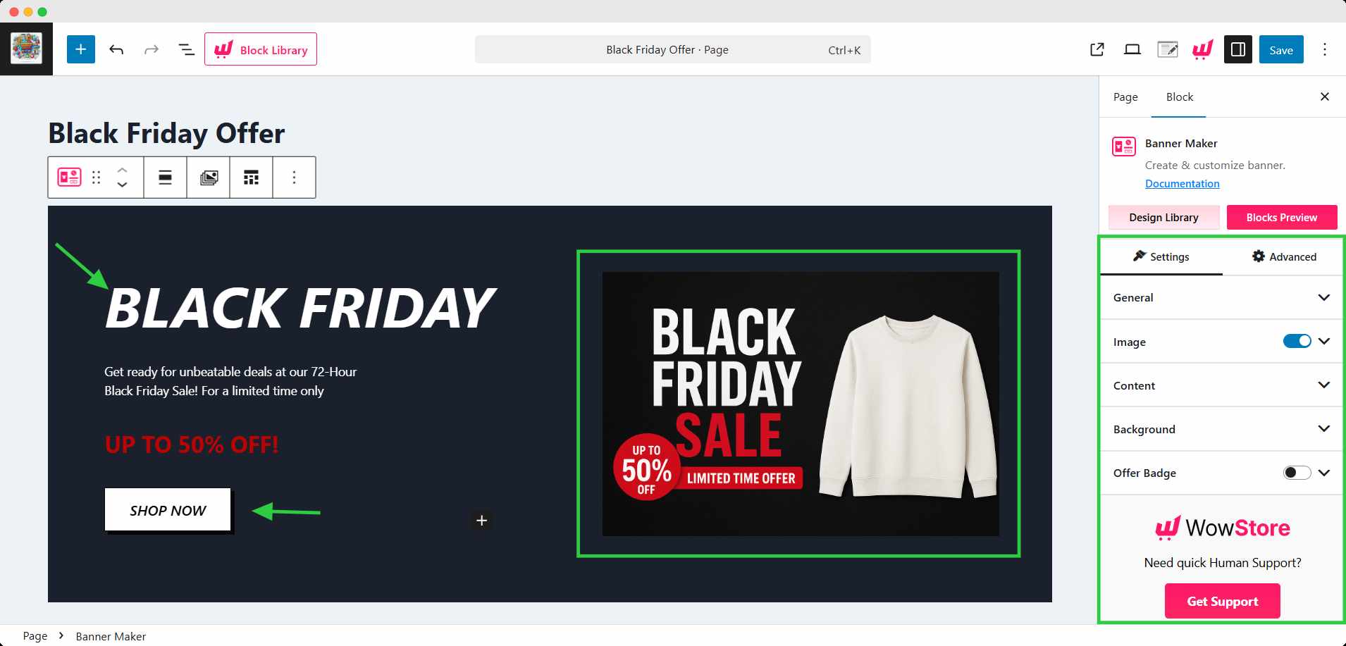 customizing the banner