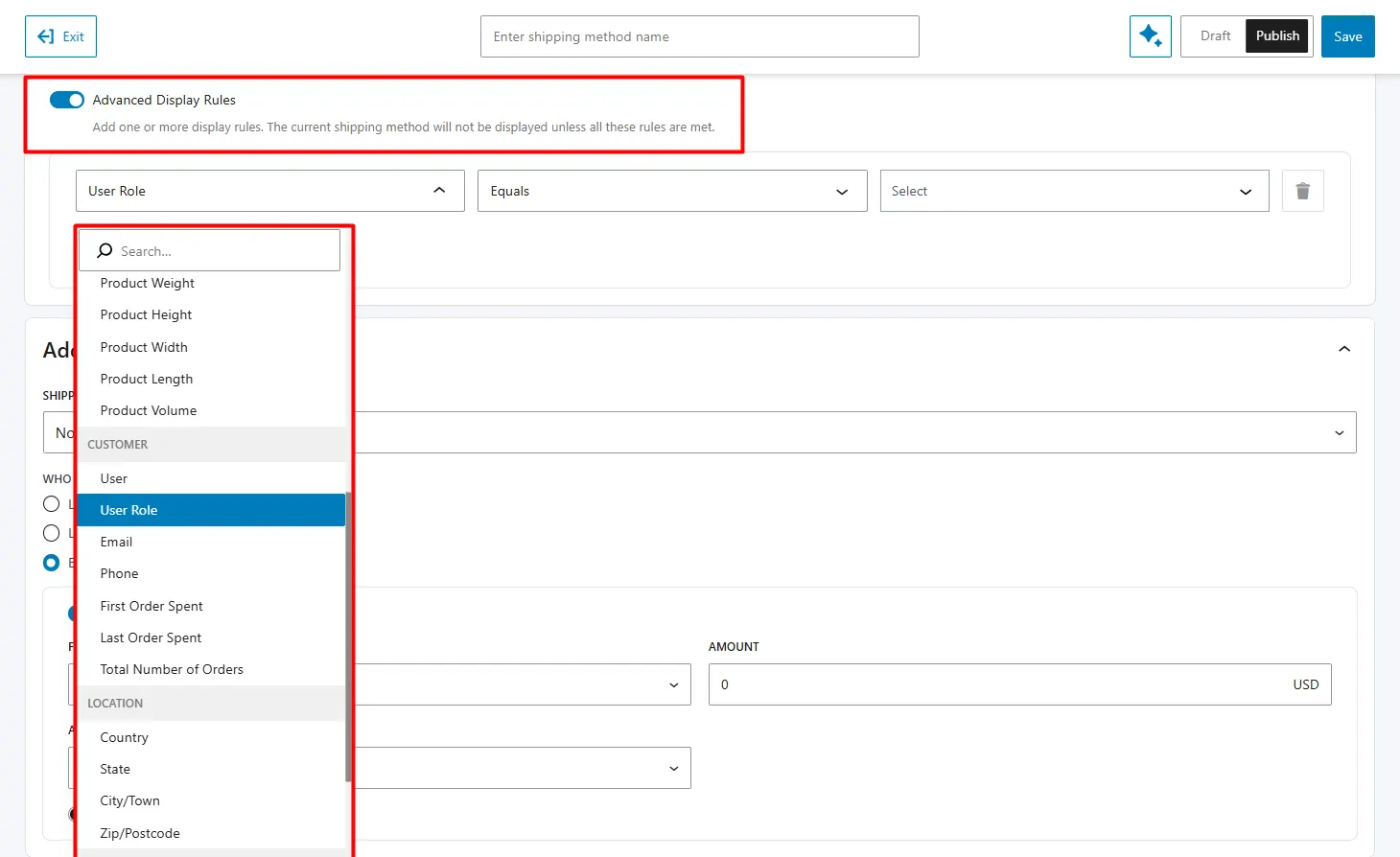 Advanced Display Rule in WowShipping