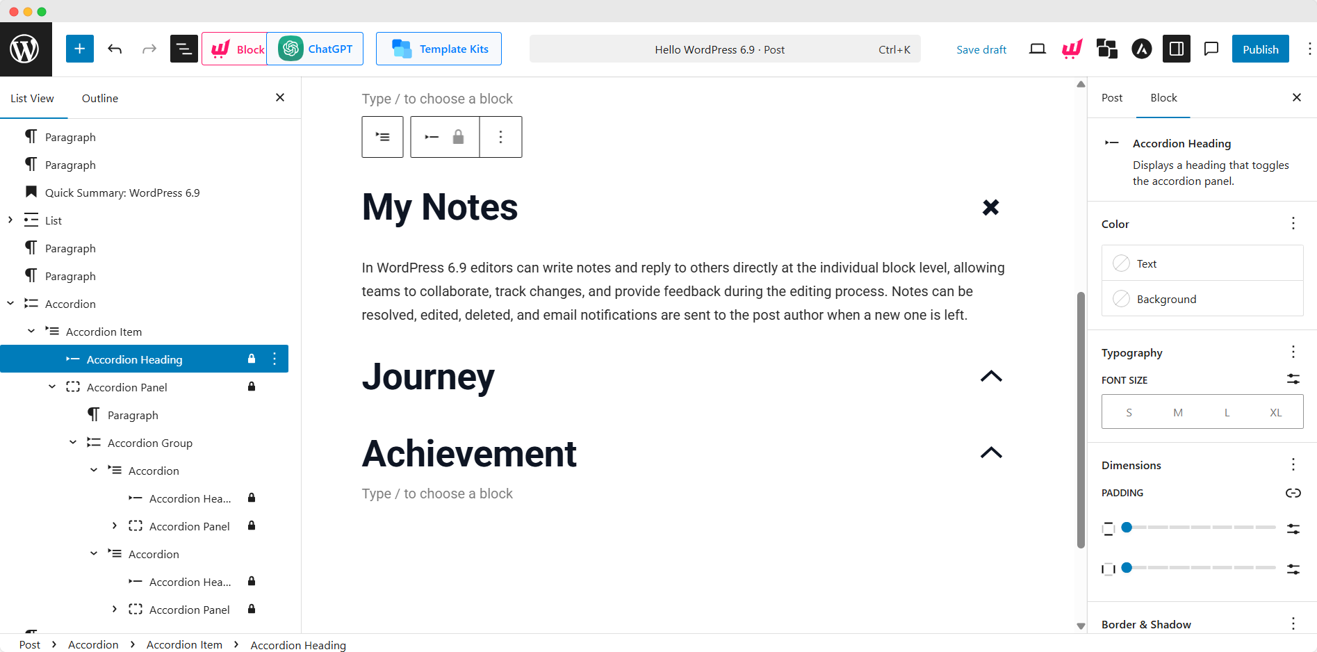 wordpress accordion block