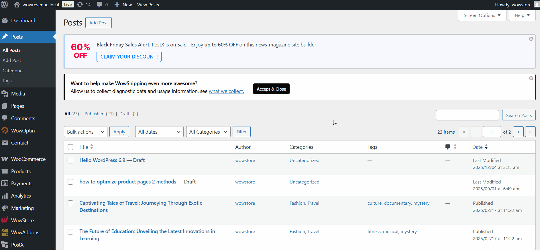 wordpress command palette