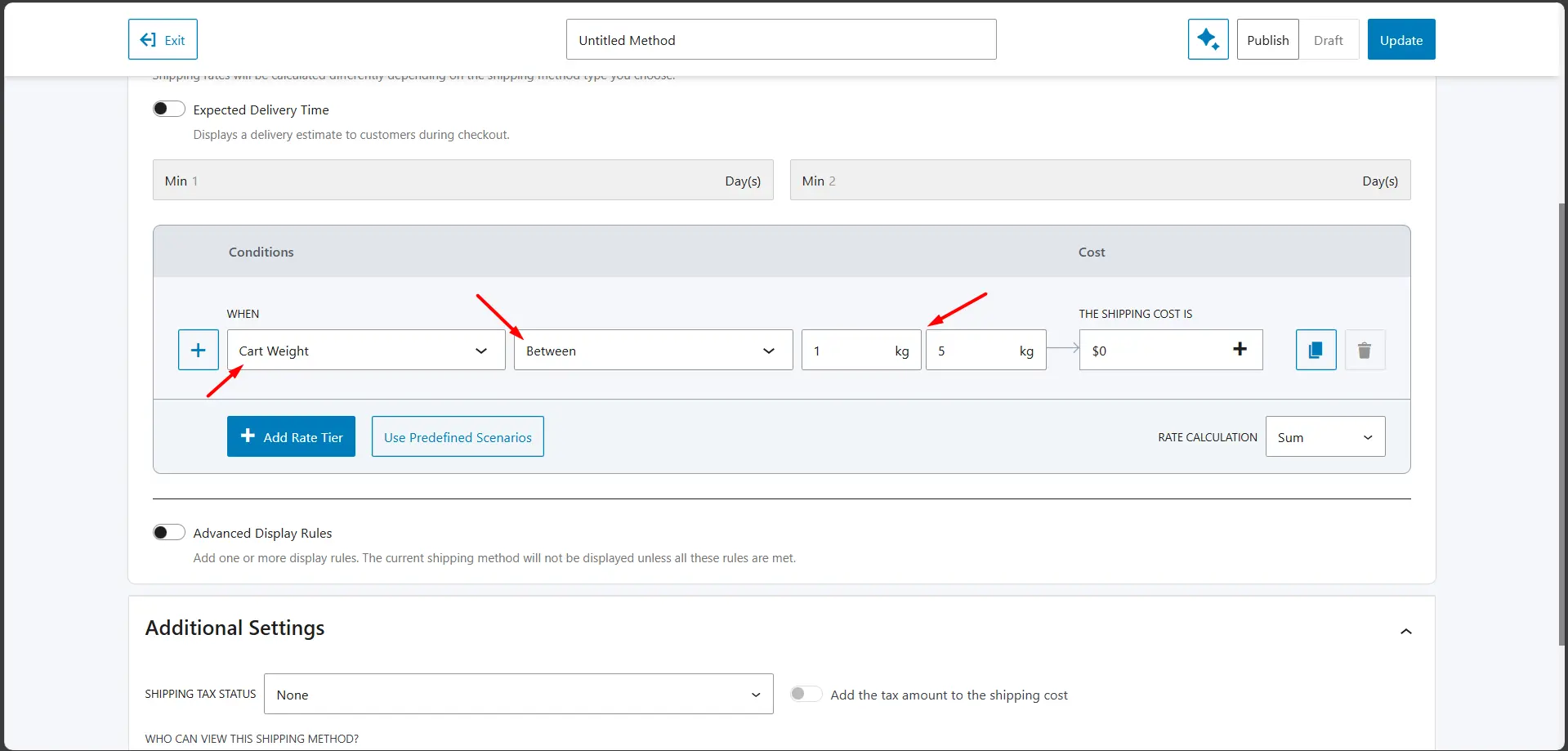 create weight based condition tier