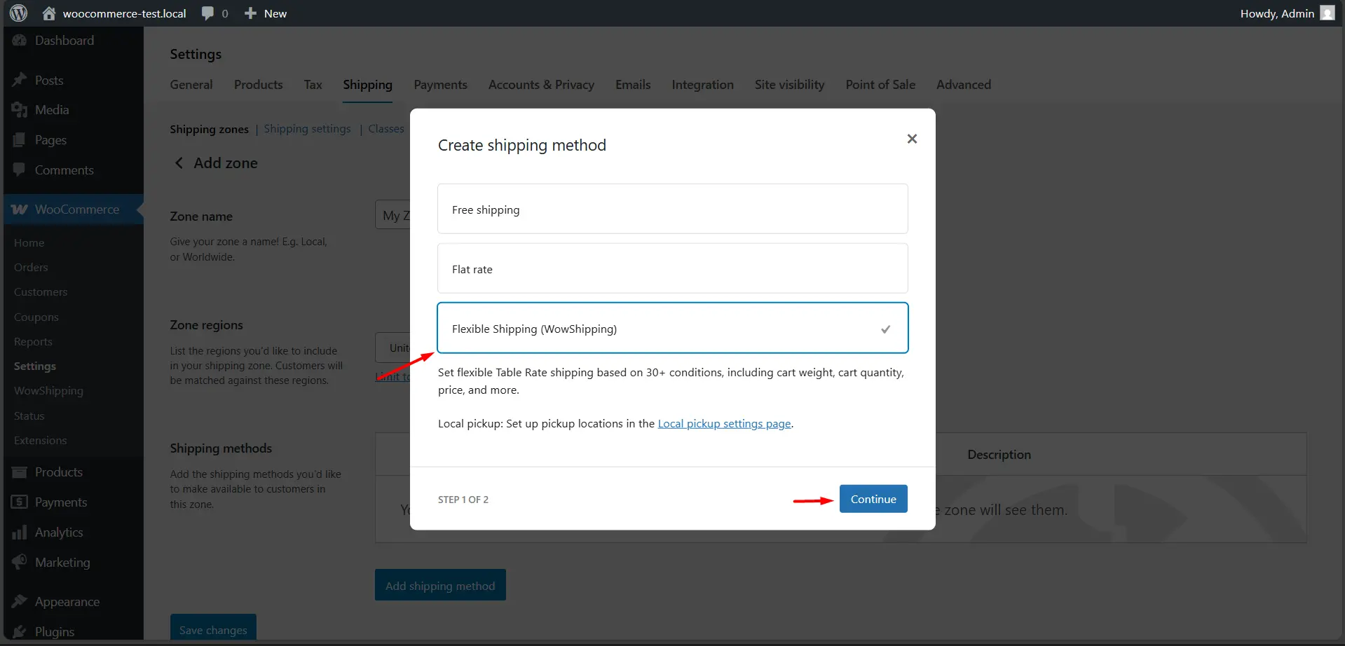 select wowshipping's flexible shipping method