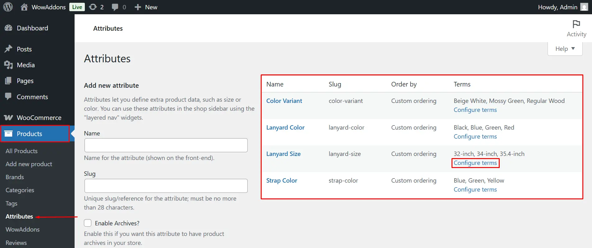 Creating Product Attributes in WooCommerce