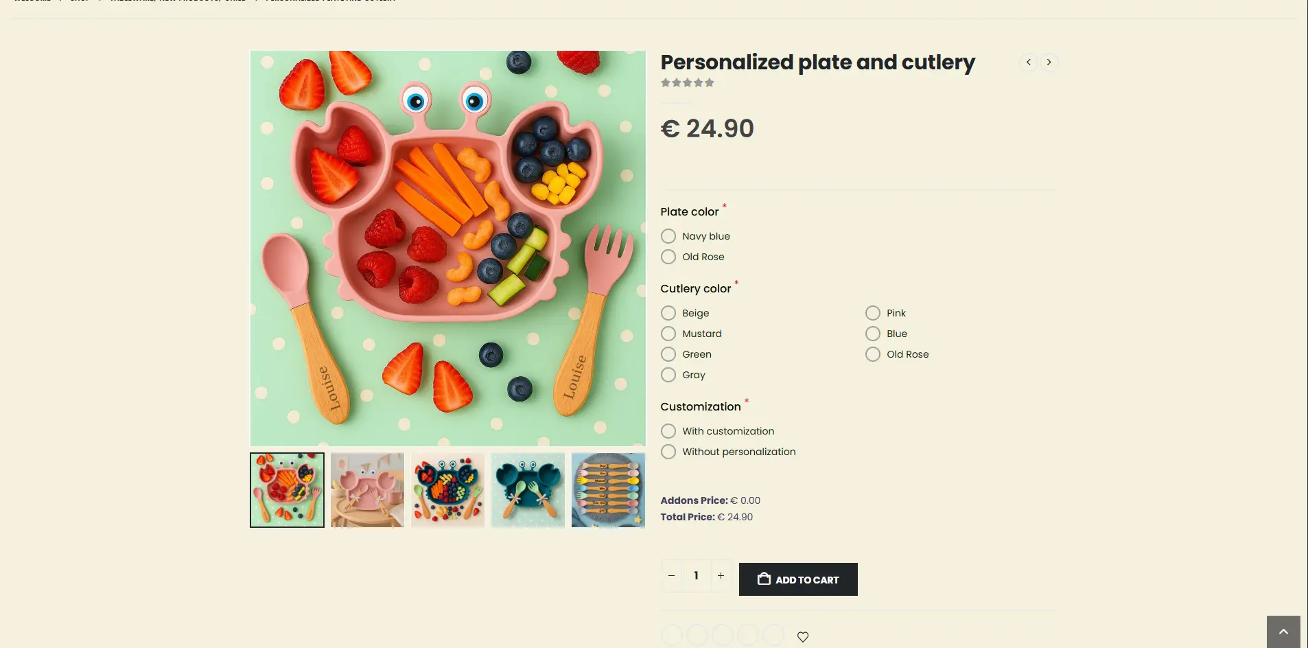 personalized plate and cutlery