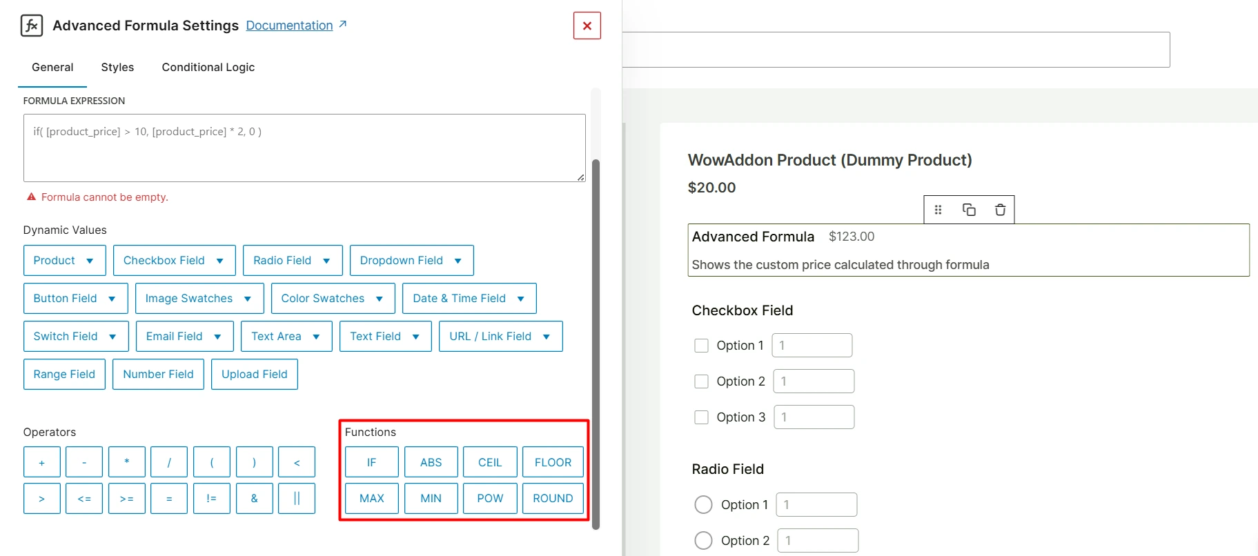 advanced formula field functions