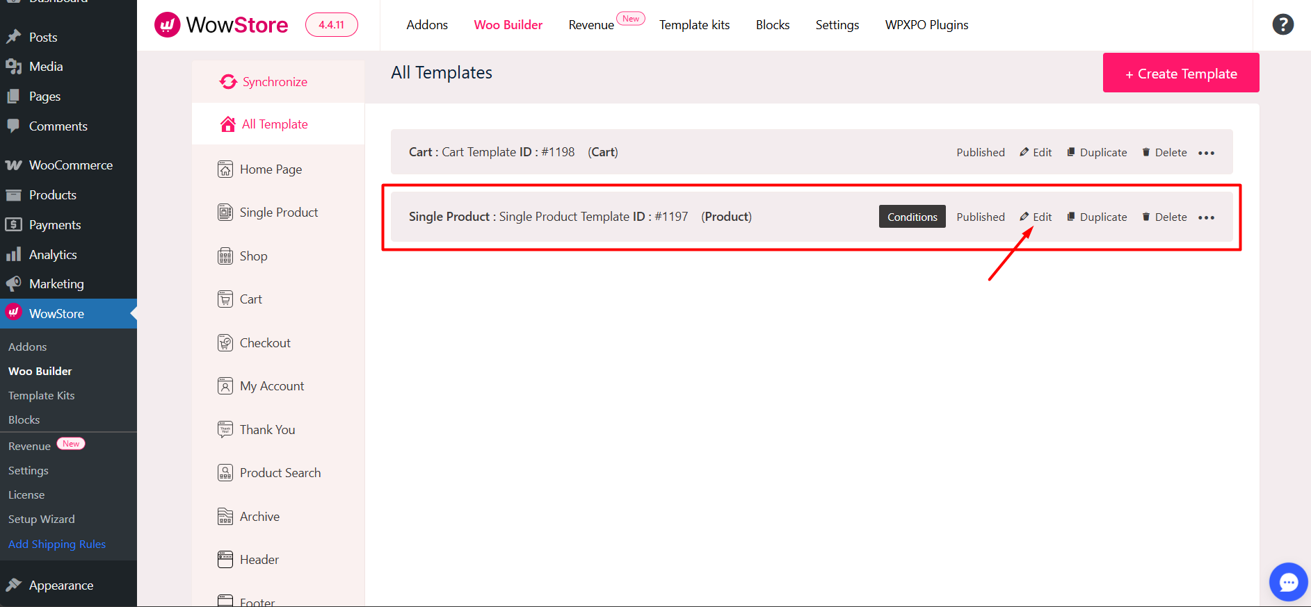 Woo Builder single product page template