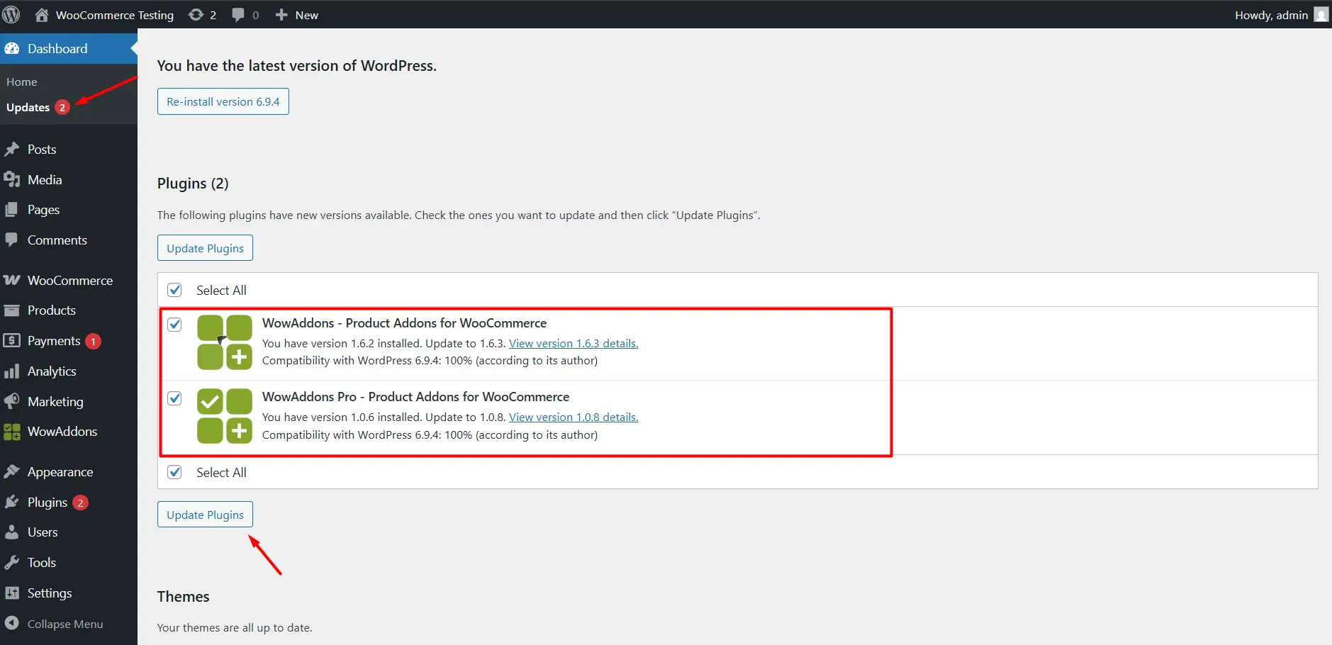 free plugin update from dashboard