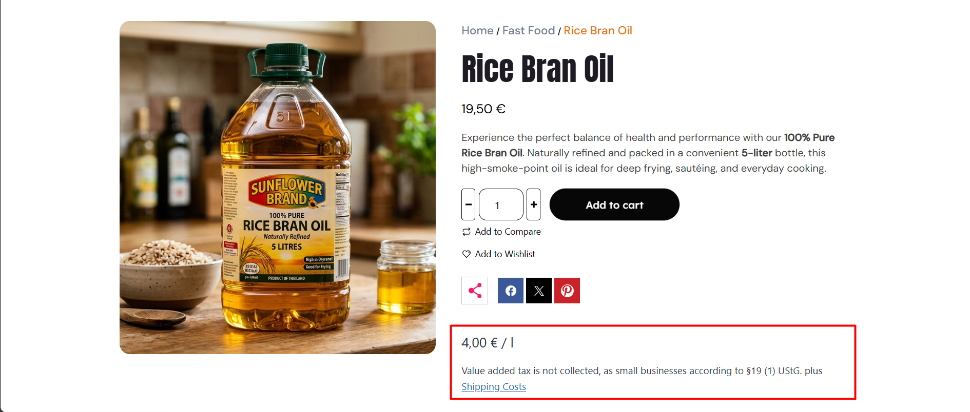 Germanize information of product page