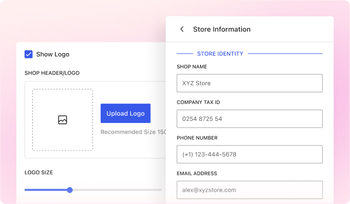 Simulation of adding a brand logo and store information to PDF invoices.