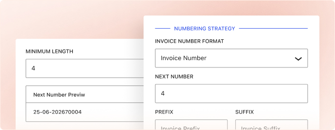 Image demonstrating configuration of a custom invoice number.