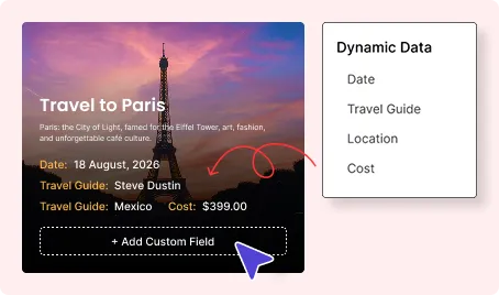 Simulation of adding custom fields for dynamic content display.