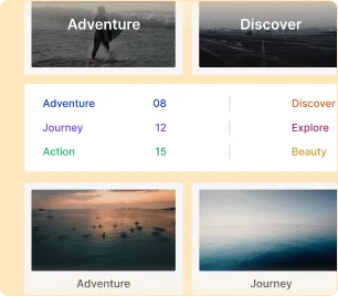 Image showcasing multiple design variations for displaying taxonomies such as categories and tags.