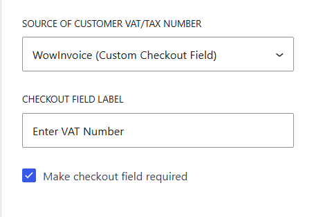 Custom checkout field option selected as a source of VAT or Tax number