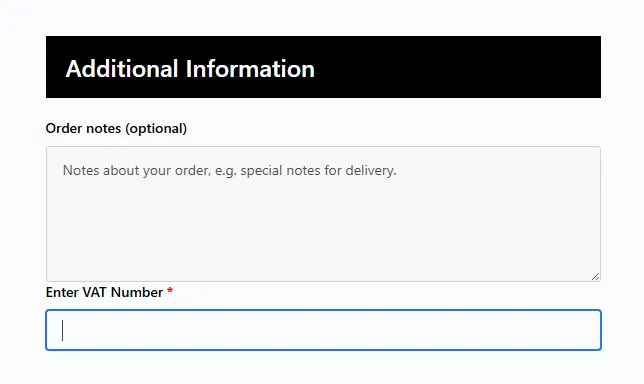 Display the VAT number input field on the checkout page