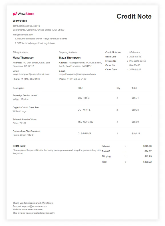 How to Create and Customise Credit Notes in WooCommerce