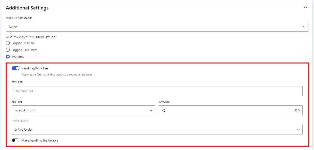 Adding Handling or Extra Fee in the shipping using WowShipping