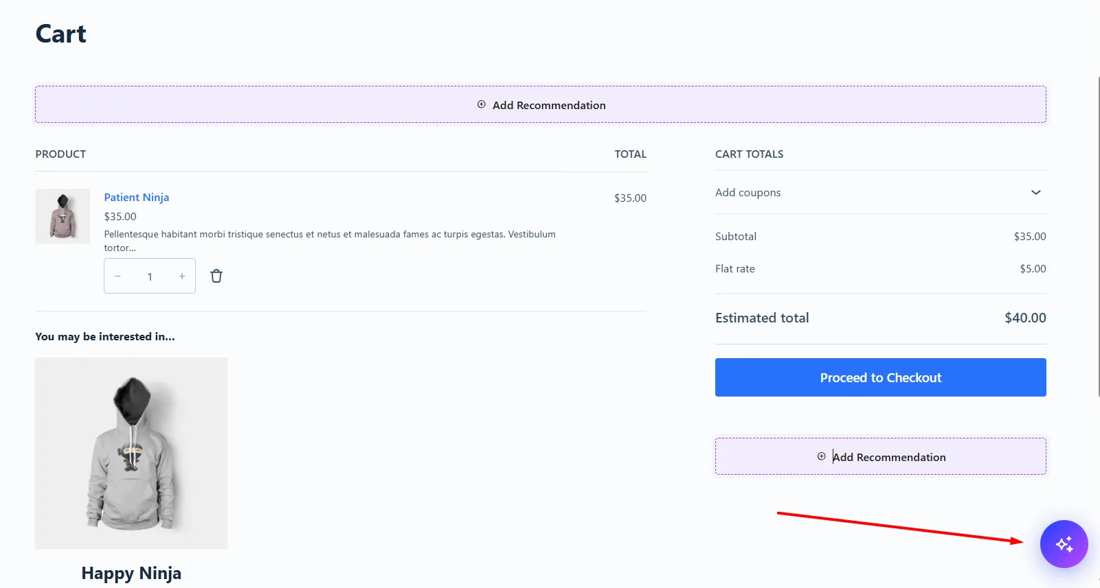 AI Chat Button on WowRecommend