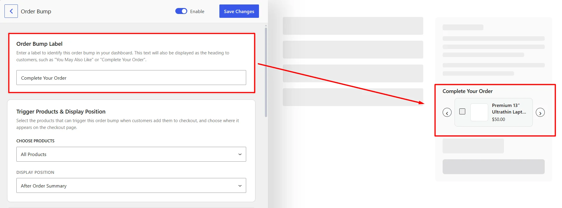 Add the Order Bump Label in WowRecommend