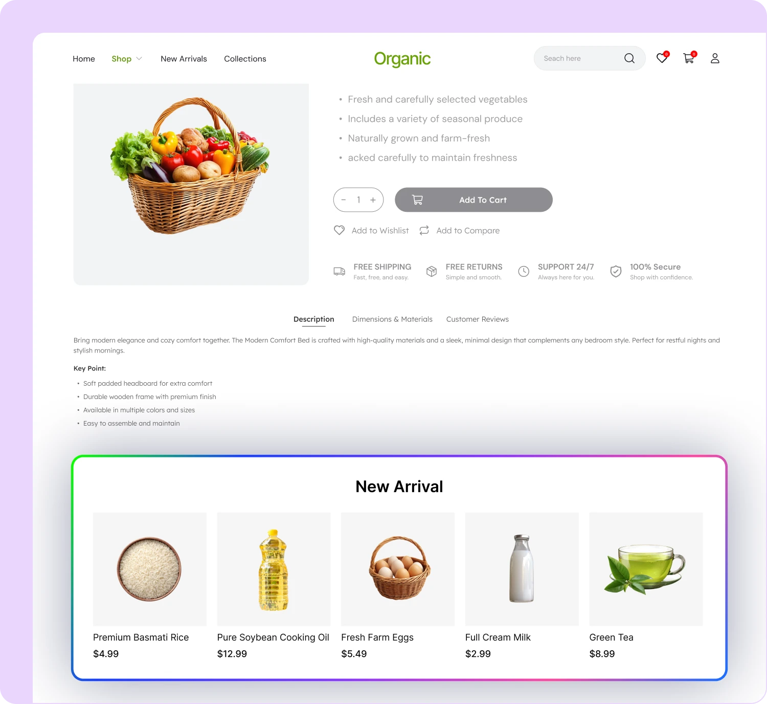 Banner image showing New Arrival recommendation template