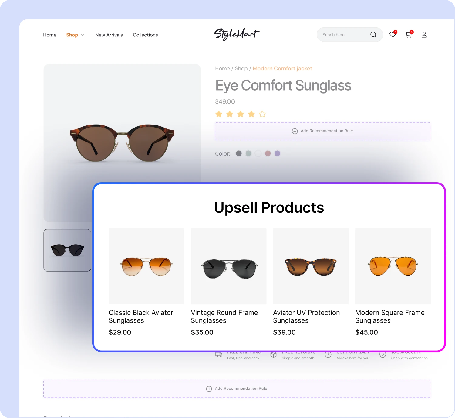 Banner image showing Upsell recommendation template