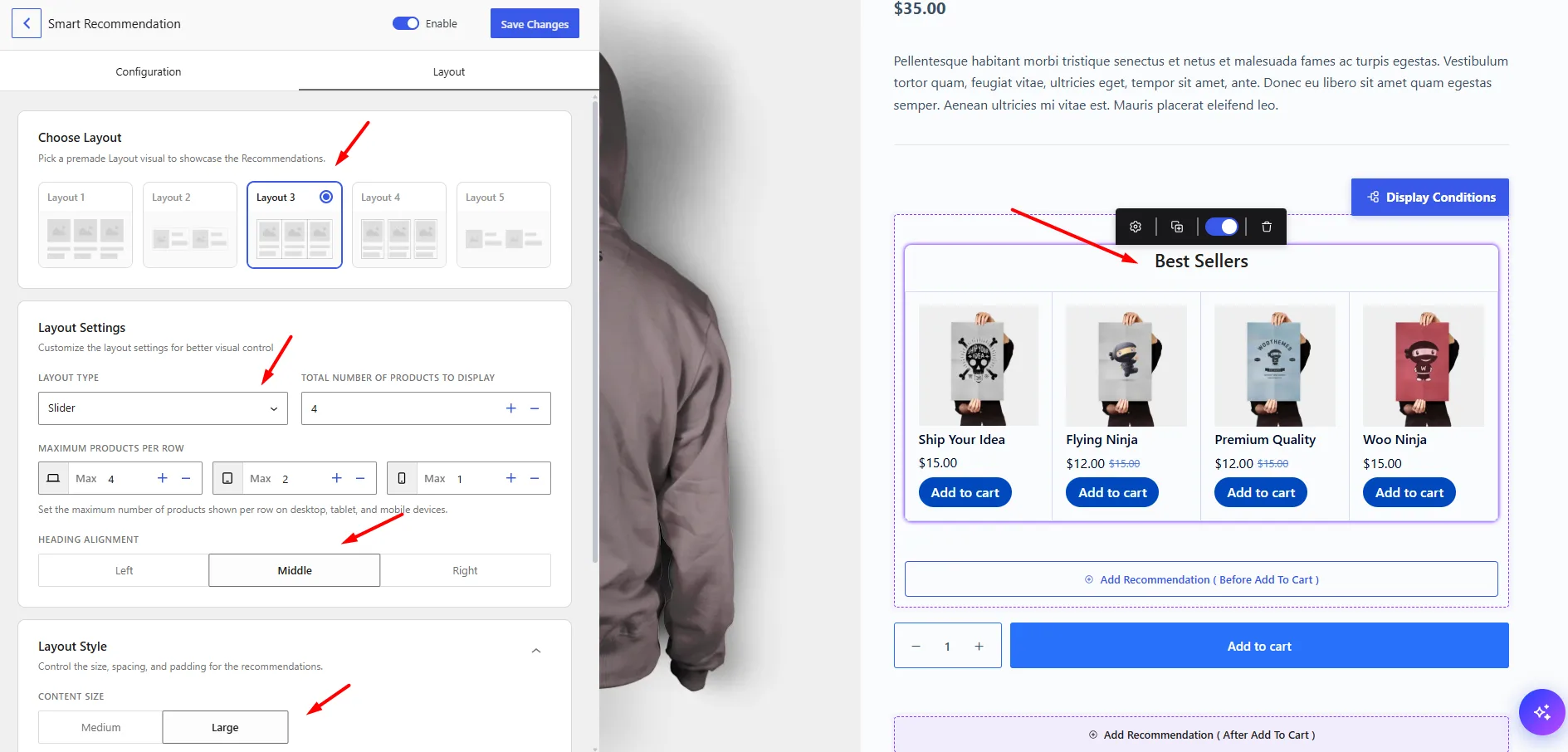 WowRecommend Layout Design Live Preview