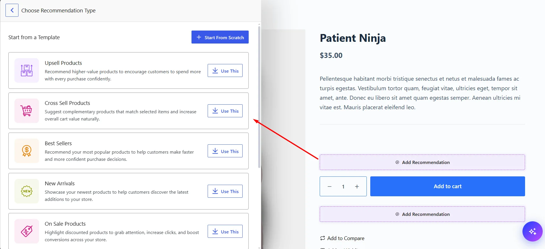 WowRecommend Premade Temlates for Product Page