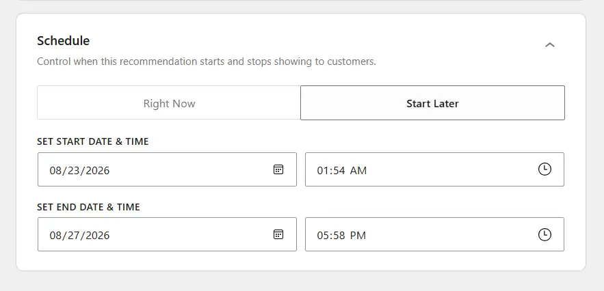 WowRecommend Product Recommendation Scheduling