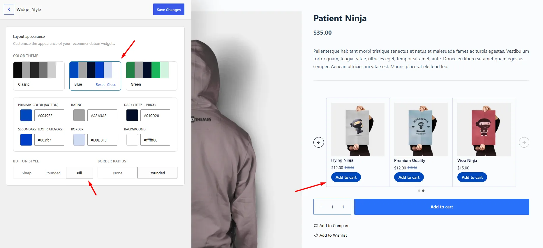 WowRecommend Widget Style Options