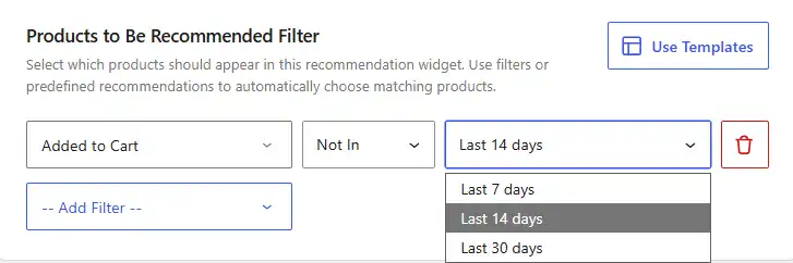 WowRecommend filter by add to cart