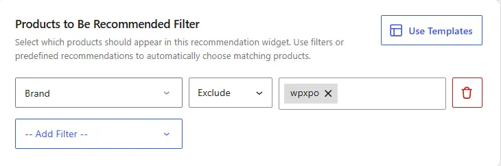 WowRecommend filter by brand