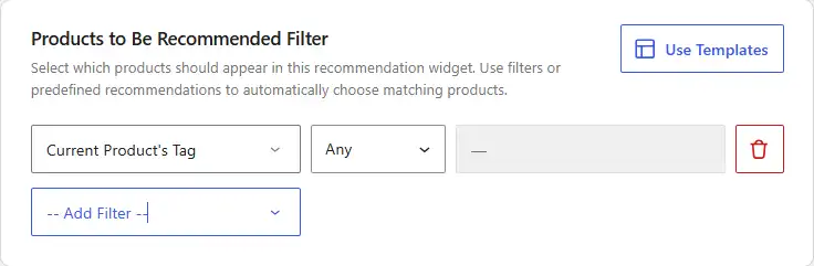 WowRecommend filter by current product's tag